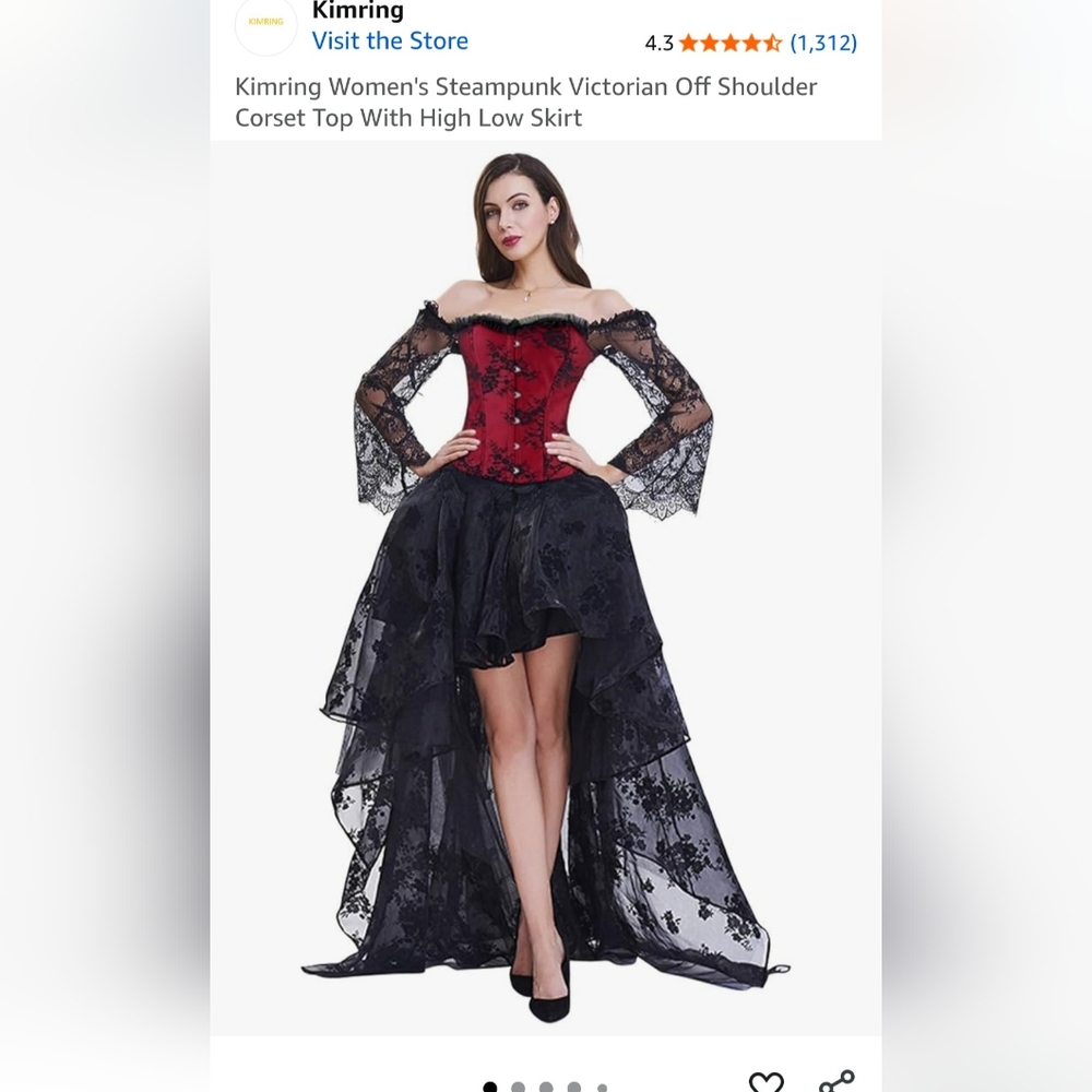 Red and Black Lace Off-Shoulder Dress